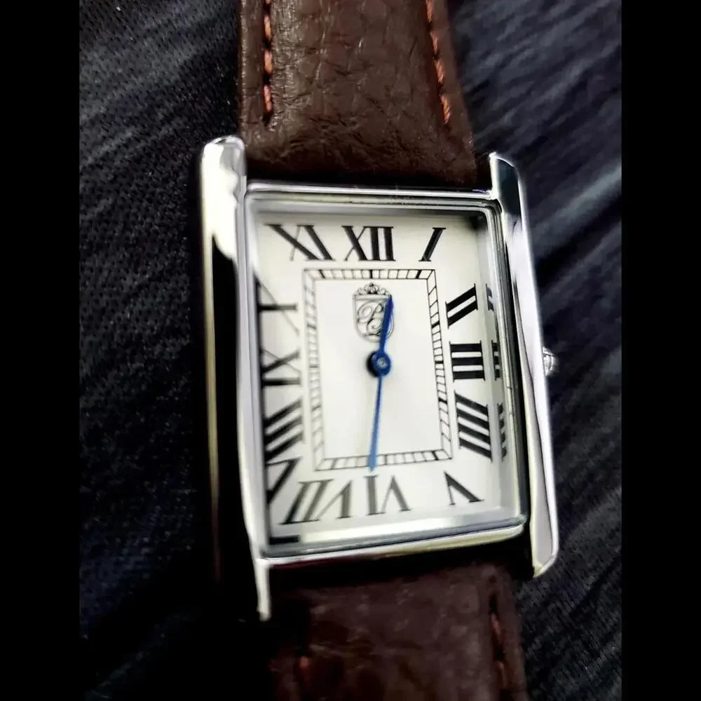 Swiss Tank Style Mens Watch Pierre Lucerne Brown‎ Band
